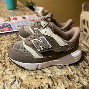 New Balance Kids' Tan and White Sneakers